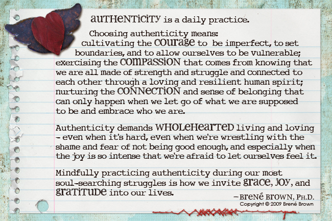 Brene Brown celebrates the freedom of authenticity, allowing people who struggle under the burden of low self esteem to regain self confidence and self love.
